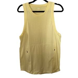 DSG Men's Yellow Crewneck Basic Tank Front Kangaroo Two Zipper Pocket Small NWOT